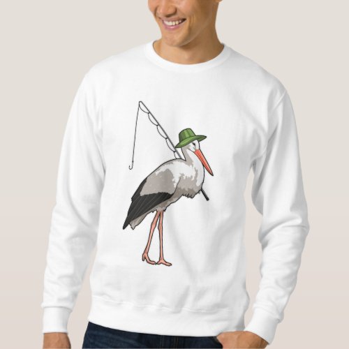 Stork at Fishing with Fishing rod Sweatshirt