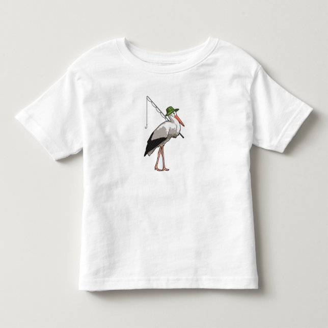 Stork at Fishing with Fishing rod Toddler T-shirt (Front)