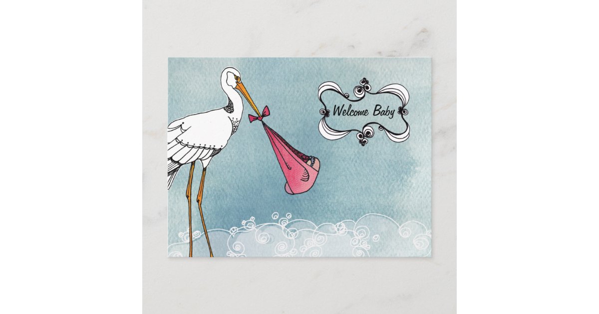 Stork Baby Announcement | Zazzle