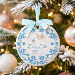 Stork Baby Boy Birth Announcement Christmas Ceramic Ornament<br><div class="desc">Welcome your little one in style with this stork and papel picado birth announcement ornament. The playful Mexican-inspired design mixed with a sweet stork illustration makes it a unique way to share baby boy’s arrival. Personalize with his name,  birth details,  and year.</div>