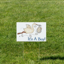 Stork Baby Boy Birth Yard Sign