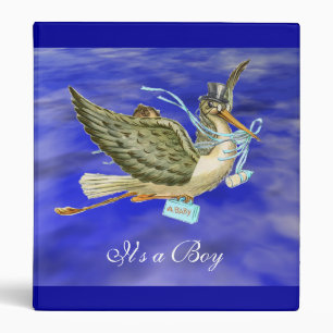 STORK BABY BOY SHOWER , Blue Binder