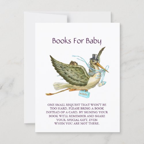 STORK BABY BOY SHOWER Blue White RSVP Card