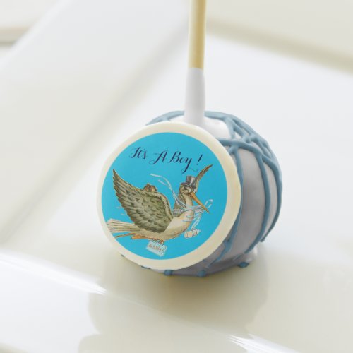 STORK BABY BOY SHOWER CAKE POPS