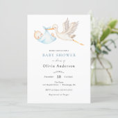 Stork Baby Boy Shower Invitation (Standing Front)