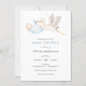 Stork Baby Boy Shower Invitation (Front)