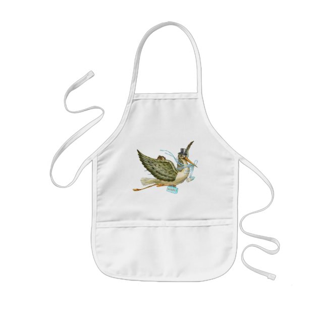 STORK BABY BOY SHOWER KIDS' APRON (Front)
