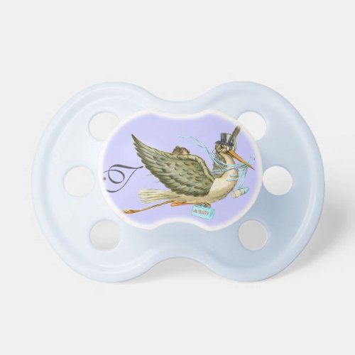 STORK BABY BOY SHOWER MONOGRAM  Turquase Pacifier