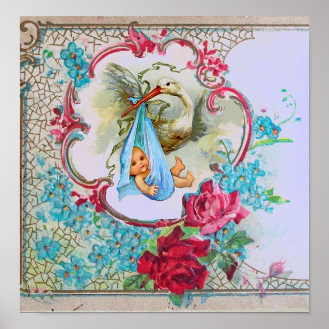 STORK BABY BOY SHOWER POSTER (Front)