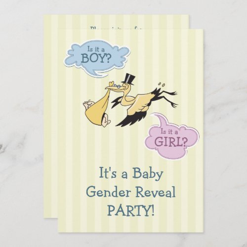 Stork Baby Gender Reveal Party Invitation