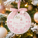 Stork Baby Girl Pregnancy Announcement Christmas Ceramic Ornament<br><div class="desc">Welcome your little one in style with this stork and papel picado birth announcement ornament. The playful Mexican-inspired design mixed with a sweet stork illustration makes it a unique way to share baby boy’s arrival. Personalize with his name,  birth details,  and year.</div>