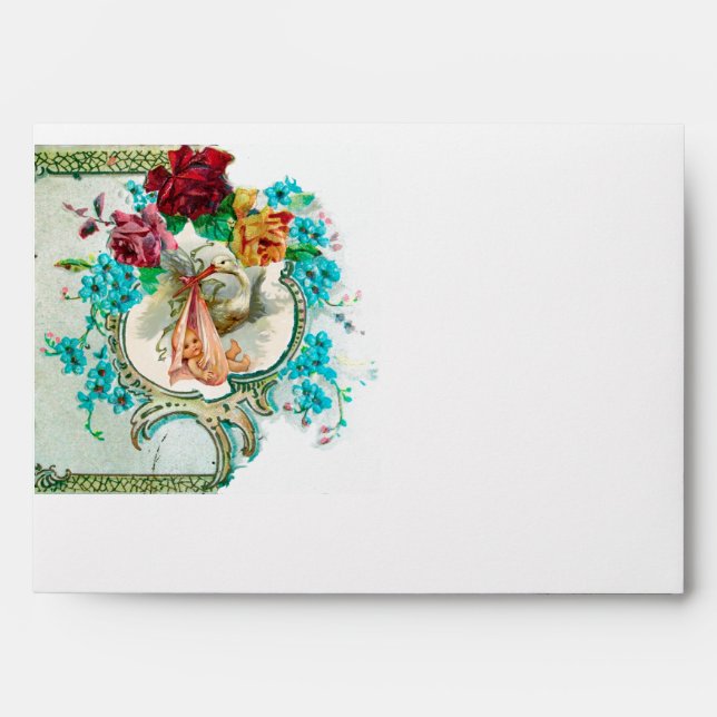 STORK BABY GIRL SHOWER 2 MONOGRAM ENVELOPE (Front)