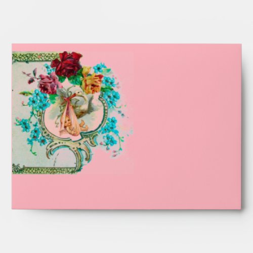 STORK BABY GIRL SHOWER 2 MONOGRAM ENVELOPE