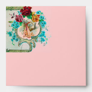 STORK BABY GIRL SHOWER 2 MONOGRAM ENVELOPE