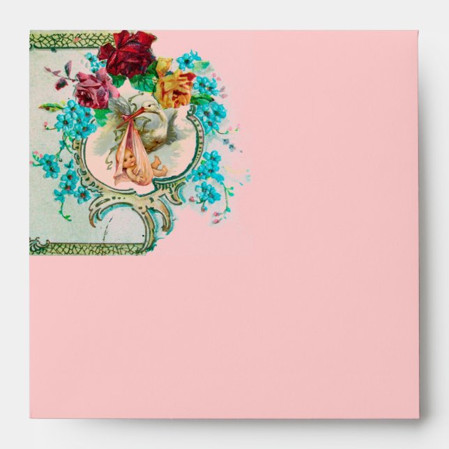 STORK BABY GIRL SHOWER 2 MONOGRAM ENVELOPE (Front)
