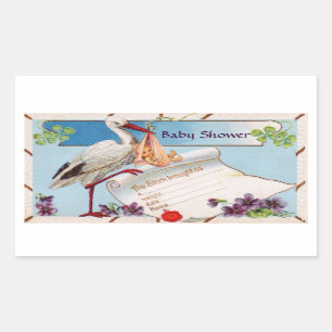 STORK BABY GIRL SHOWER 2 RECTANGULAR STICKER