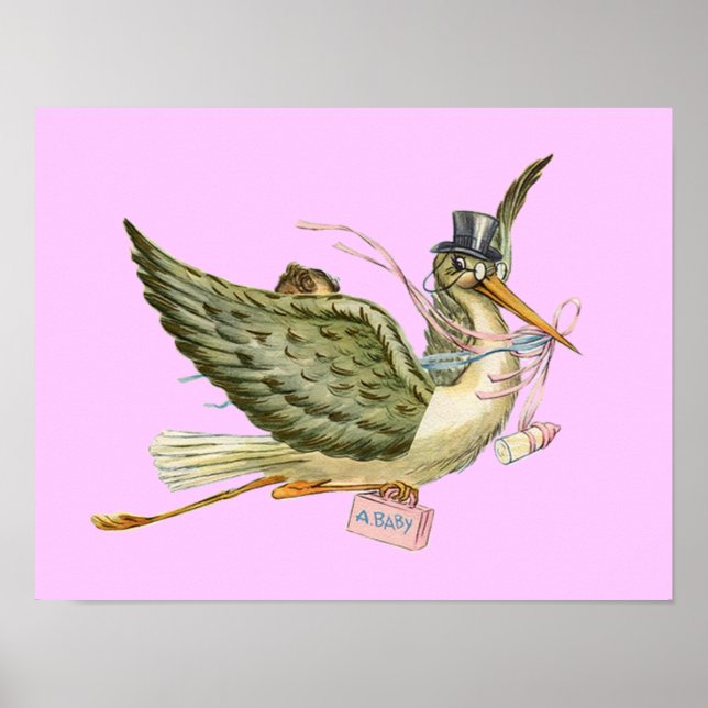 STORK BABY GIRL SHOWER ,cream Poster (Front)