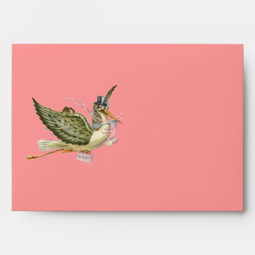 STORK BABY GIRL SHOWER  Pink Envelope