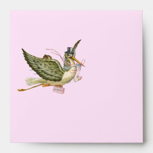 STORK BABY GIRL SHOWER  Pink Envelope