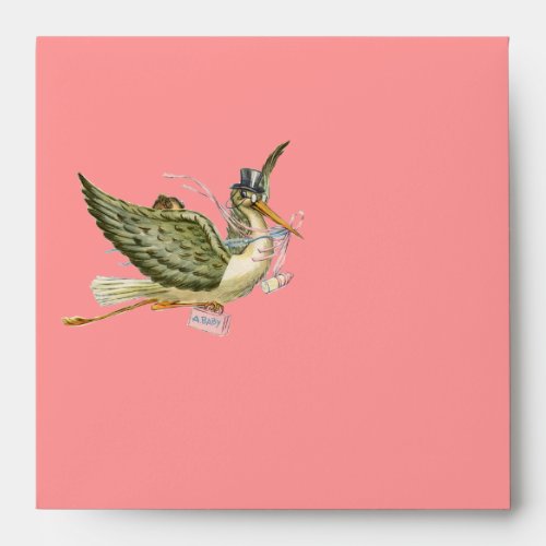 STORK BABY GIRL SHOWER  Pink Envelope