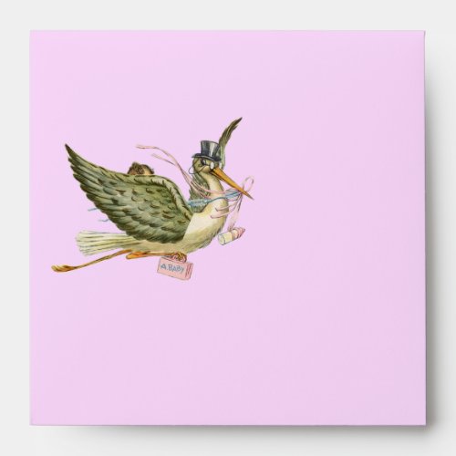 STORK BABY GIRL SHOWER  Pink Envelope