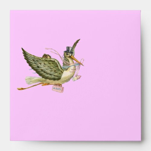 STORK BABY GIRL SHOWER  Pink Envelope