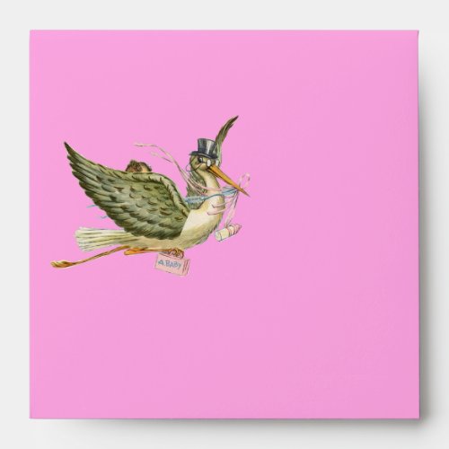 STORK BABY GIRL SHOWER  Pink Envelope