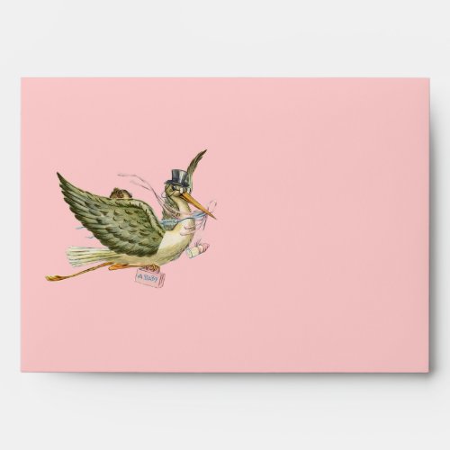 STORK BABY GIRL SHOWER  Pink Envelope