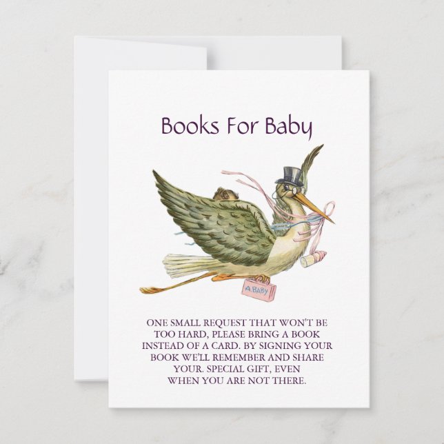 STORK BABY GIRL SHOWER Pink White RSVP Card (Front)