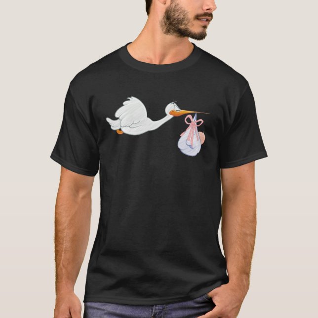 Stork Baby New Parent Midwife Mum Dad Fertility T-Shirt (Front)