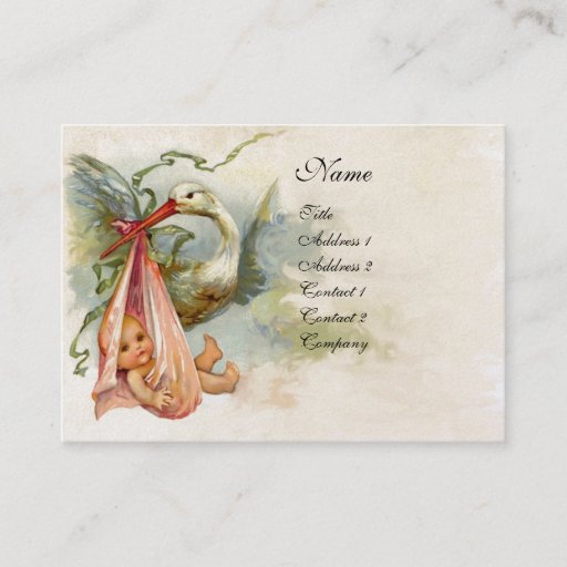Customizable STORK BABY SHOWER 2,pink white pearl paper Business Card Template
