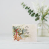 STORK BABY SHOWER 2,pink white pearl paper Business Card (Standing Front)