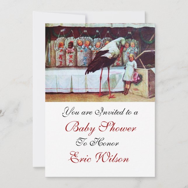 STORK BABY SHOWER 3, white Invitation (Front)