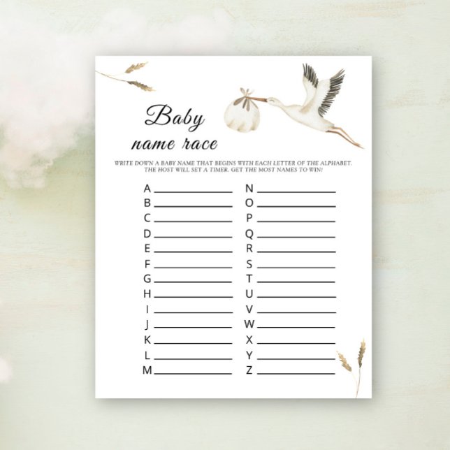 Stork baby shower - Baby name race game (Creator Uploaded)