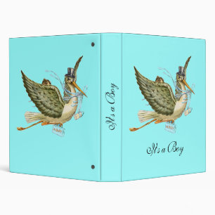 STORK BABY SHOWER ,blue 3 Ring Binder