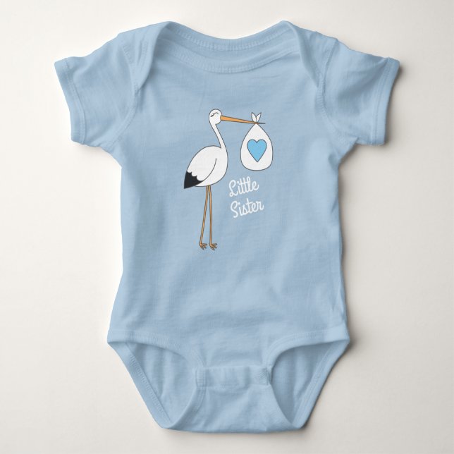 Stork Baby Shower Blue Boy Baby Bodysuit (Front)
