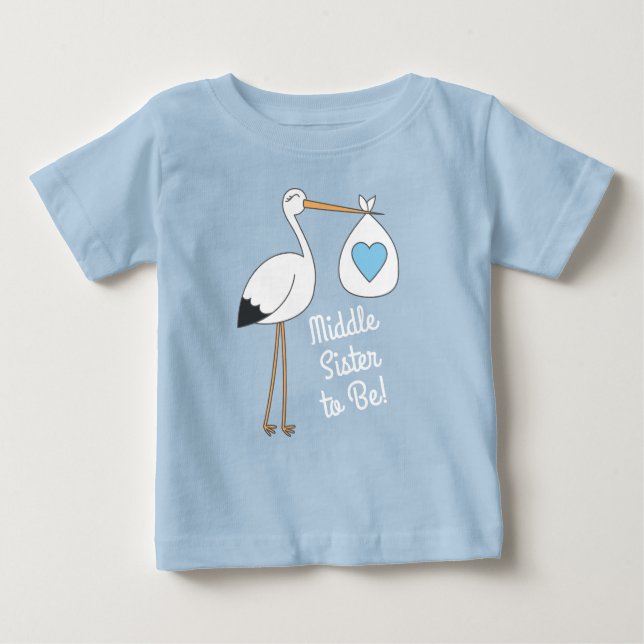 Stork Baby Shower Blue Boy Baby T-Shirt (Front)
