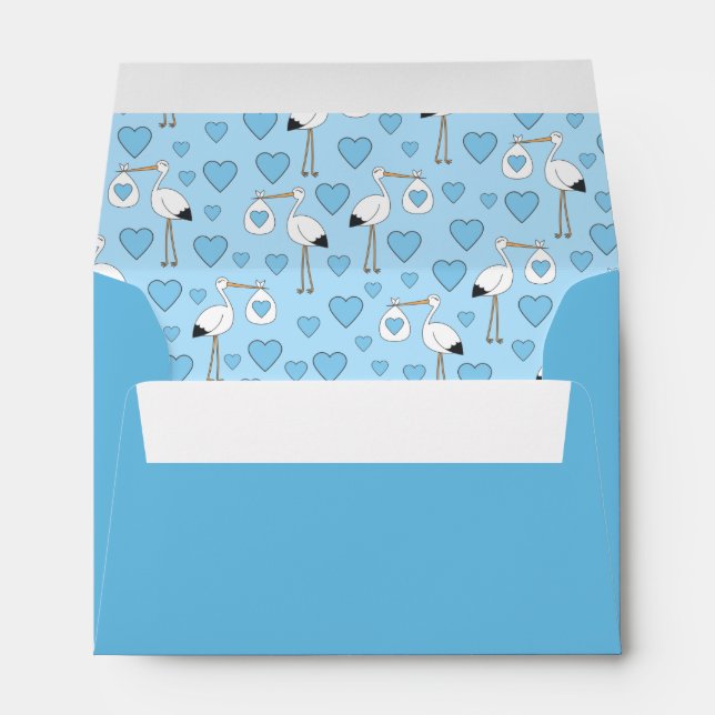 Stork Baby Shower Blue Boy Envelope (Back (Bottom))