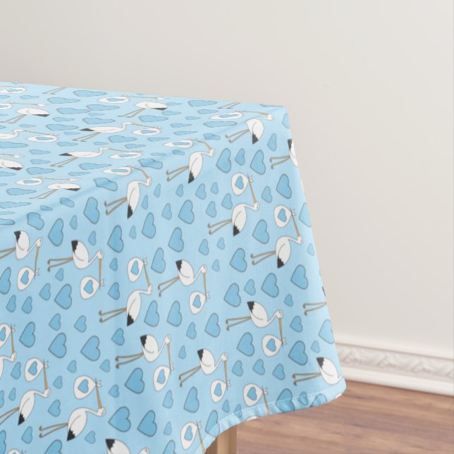 Stork Baby Shower Blue Boy Tablecloth (In Situ)
