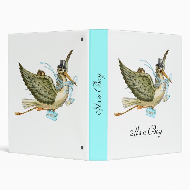 STORK BABY SHOWER ,blue white Binder (Background)