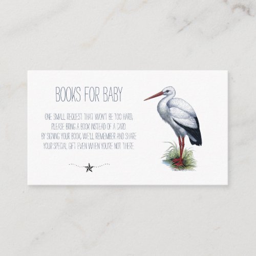 Stork Baby Shower Books For Baby Enclosure Card