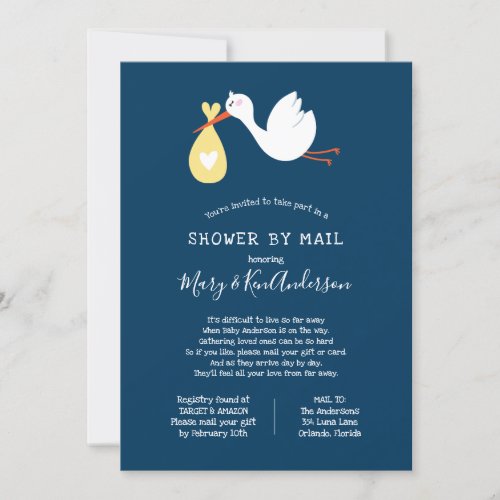 Stork Baby Shower by Mail Invitation