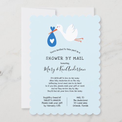 Stork Baby Shower by Mail Invitation