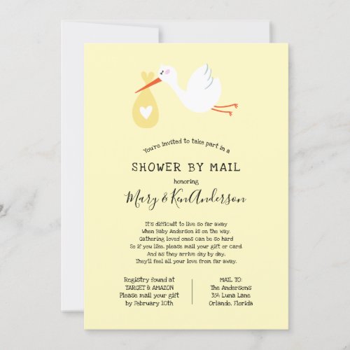 Stork Baby Shower by Mail Invitation