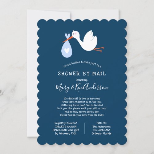 Stork Baby Shower by Mail Invitation