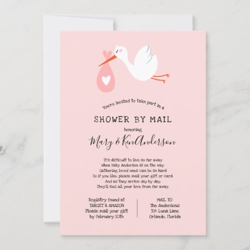 Stork Baby Shower by Mail Invitation