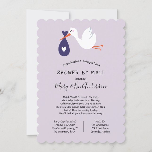 Stork Baby Shower by Mail Invitation (Front)