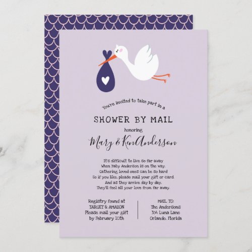Stork Baby Shower by Mail Invitation