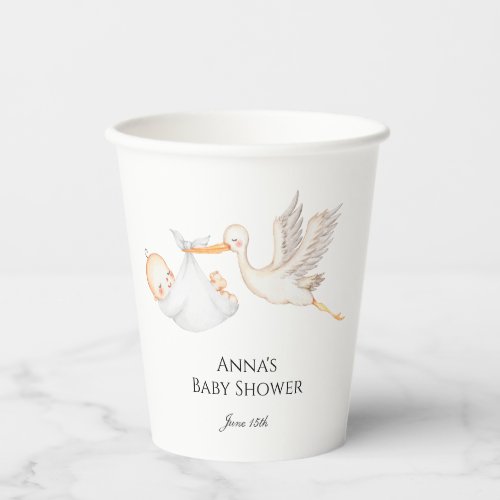 Stork Baby Shower Gender Neutral Paper Cups