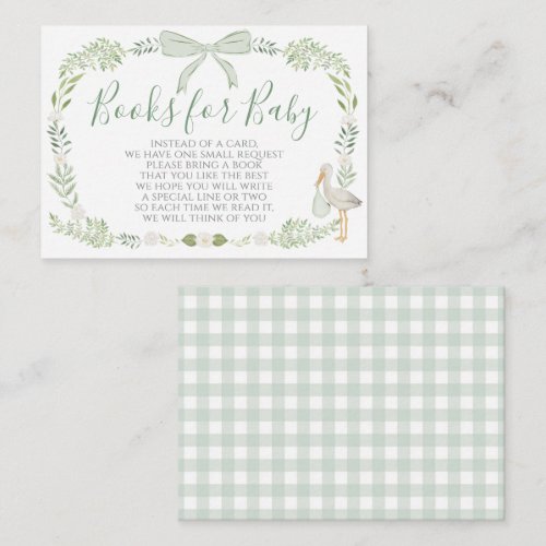 Stork Baby Shower Green Book Request Card